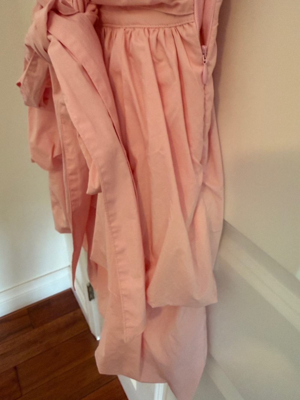 Olivaceous Pink Puff Sleeve Tiered Mini Dress with Waist Tie Small - Picture 10 of 12